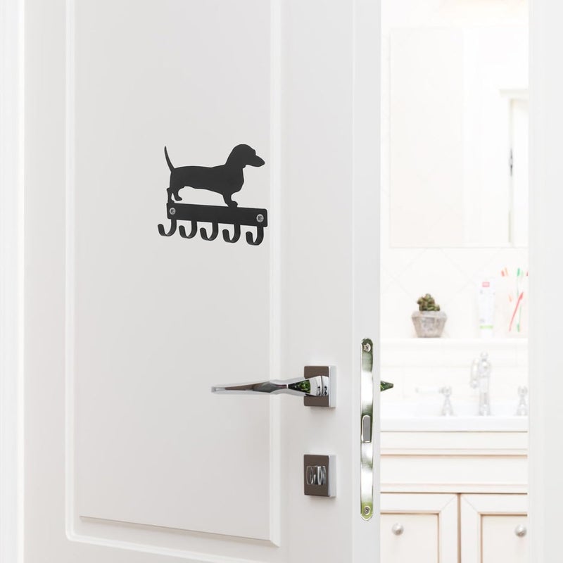 Dog-Shaped Wall Mounted Key Holder and Coat Rack, Black Metal Iron Hooks for Home Storage, 6x5 Inch Decorative Utility Hanger for Dog Leashes and Keys - Image 5