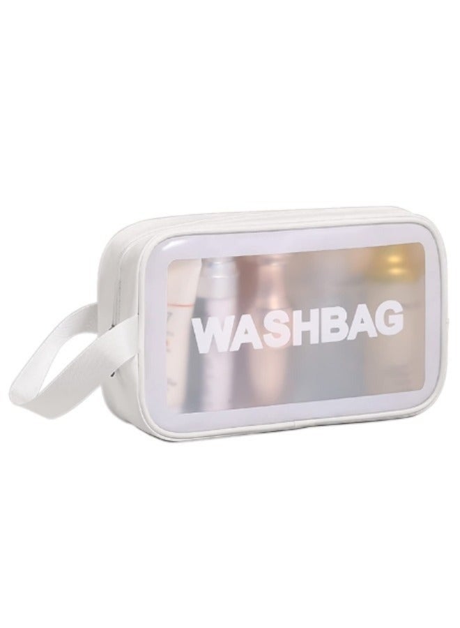 3-Piece Wash Bag Waterproof Cosmetic Organizer and Zippered Cosmetic Bag Set (Pink, Black, White) - Image 4