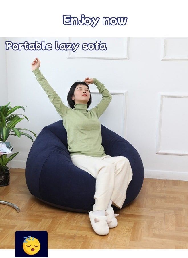 Aikenn - Bean Bag,Bean Bag Chair,Inflatable Bean Bag Sofa,Leisure Inflatable Bean Bag,Inflatable Lazy Sofa,Portable Inflatable Bean Bag Chair,Foldable,PVC Flocking,With Air Pump Suitable For Bedroom Living Room And Camping(Blue) - Image 1