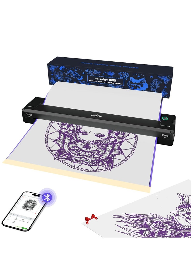 PeriPage PeriPage P90 Wireless Tattoo Stencil Printer - Professional & Beginner Friendly, Bluetooth & USB Connectivity, Free Stencil Paper Included  - Image 1