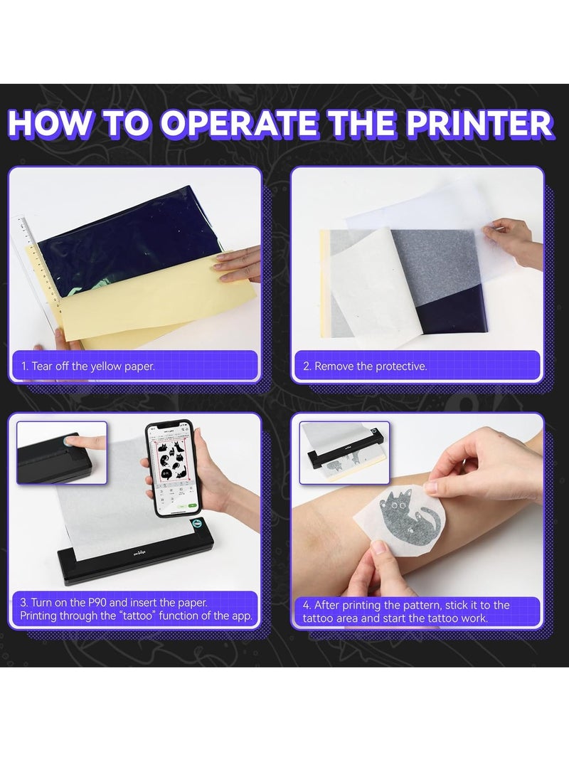 PeriPage PeriPage P90 Wireless Tattoo Stencil Printer - Professional & Beginner Friendly, Bluetooth & USB Connectivity, Free Stencil Paper Included  - Image 2