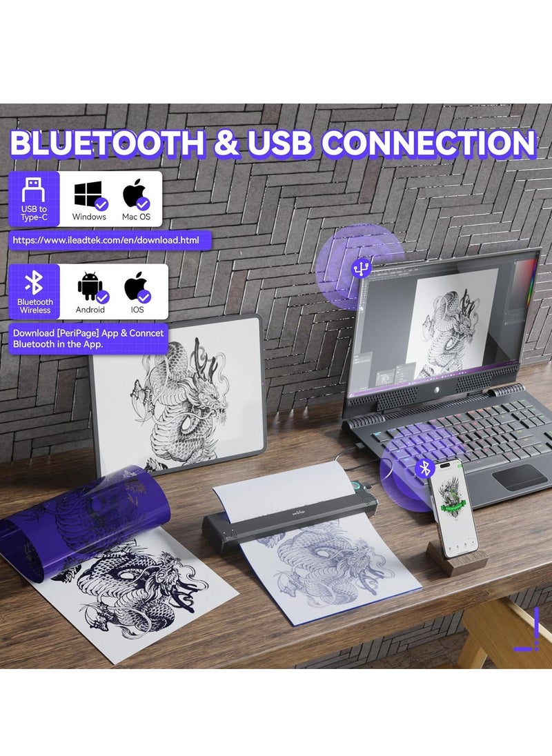 PeriPage PeriPage P90 Wireless Tattoo Stencil Printer - Professional & Beginner Friendly, Bluetooth & USB Connectivity, Free Stencil Paper Included  - Image 3