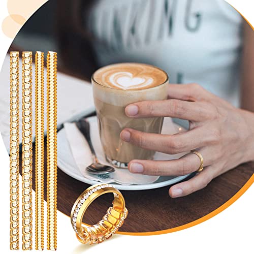 Anzailala 8 Pcs Ring Size Adjuster for Loose Rings - 4 Sizes Ring Sizer Ring Tightener Resizer Fit Spiral Silicone Tightener Set(Gold) - Image 3