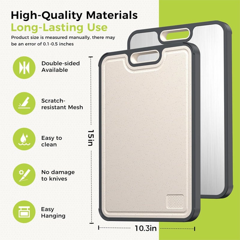 Sumzzz Titanium Cutting Board for Kitchen, Cutting Board Double Sided Food Grade, Pure Titanium/PP, Easy to Clean Large Size 15”×10.3” - Image 5