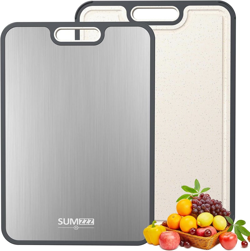 Sumzzz Titanium Cutting Board for Kitchen, Cutting Board Double Sided Food Grade, Pure Titanium/PP, Easy to Clean Large Size 15”×10.3” - Image 1