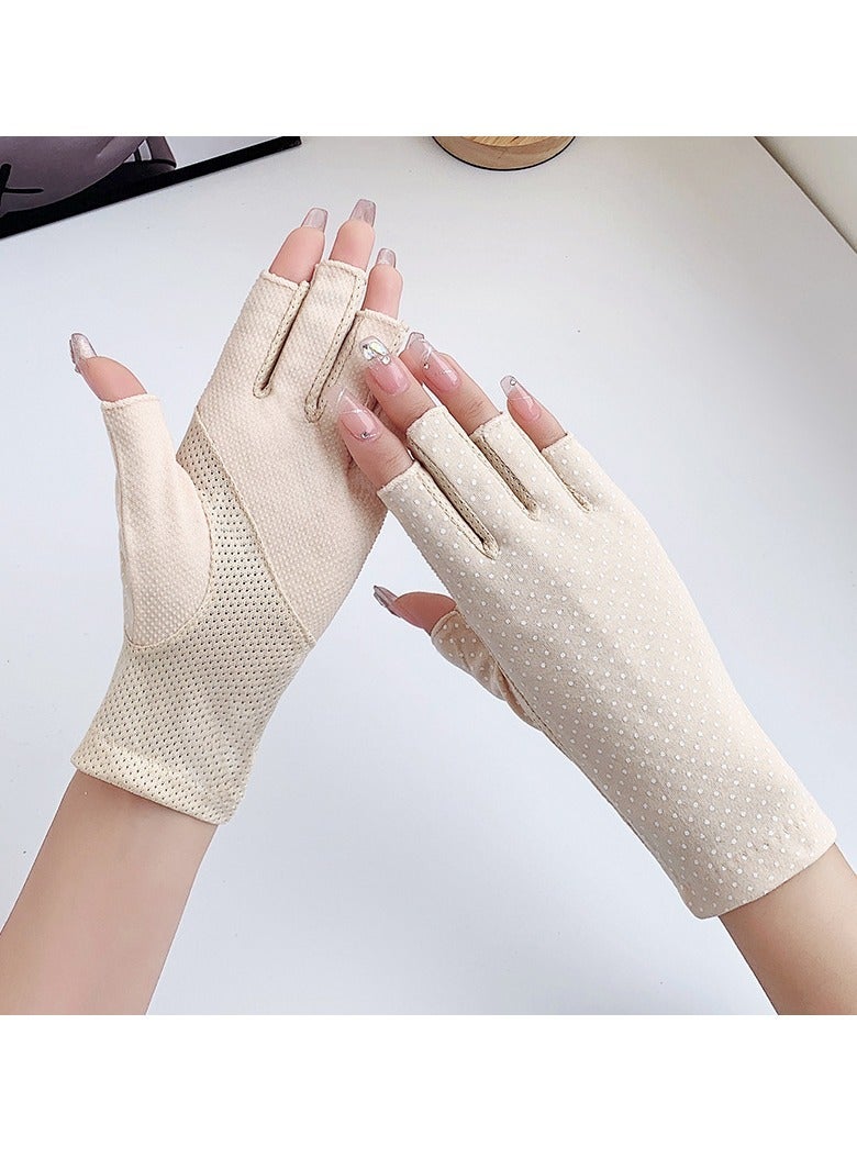 Women Summer UV Protection Gloves Non-Slip Sunblock Fingerless Driving Gloves Touchscreen Mittens
