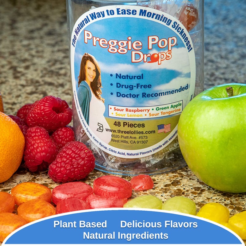 Preggie Pop Drops حبوب بريجي بوب لتخفيف غثيان الصباح للنساء الحوامل. حلوى متنوعة لذيذة للحمل. 48 حبة - Image 5
