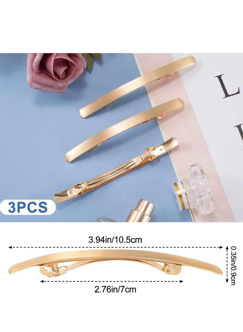 Zikra Metal Hair Clips,3Pcs Smooth Surface Gold Barrettes, French Styles Clasps Simple Spring Clamps Snaps, For Girls Women Ladies Wedding Party Head Decor - Image 3