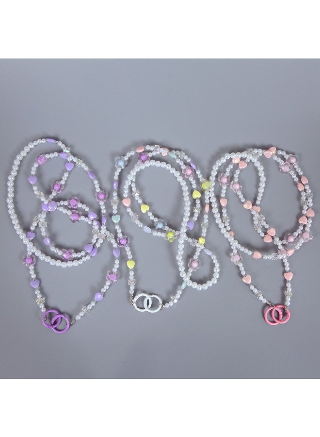 NIBEMINENT Beaded Phone Lanyard, Anti Lost Removable Wrist Strap, Fashionable And Fresh Air Bracelet Pendant, Phone Keychain Lanyard,Light Purple - Image 2