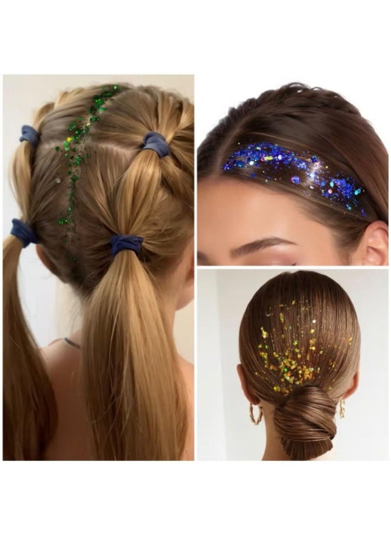 Glitter Shimmer, Makeup Decoration Gel 8 Pieces + 2 Brushes (Multi-colored) - Image 4