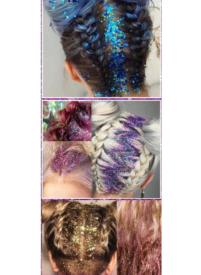 Glitter Shimmer, Makeup Decoration Gel 8 Pieces + 2 Brushes (Multi-colored) - Image 5