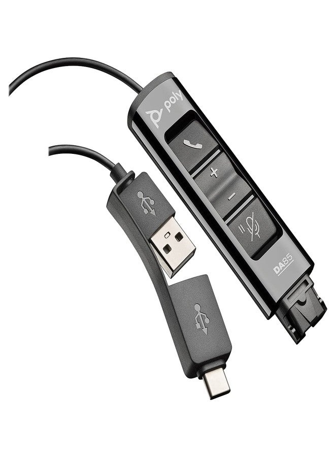 Poly - DA85 USB-A/USB-C digital adapter (Plantronics) - Works with Poly Call Center Quick Disconnect (QD) Headsets - Acoustic Hearing Protection -Works with Avaya, Genesys,&Cisco call center platforms