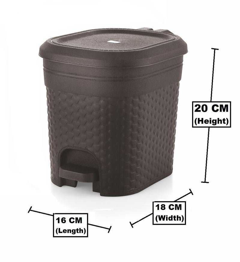 MOLTRES MOLTRES Kleno SMALL Size Pedal Bin Cap 5 LTR Plastic Size18cmx16cmx20cm Table Desk Plastic Pedal Dustbin Kleno_5 Bin Black  - Image 2