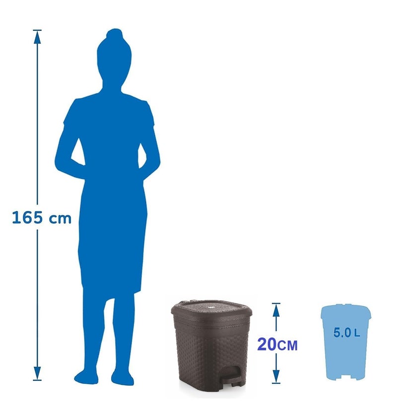 MOLTRES MOLTRES Kleno SMALL Size Pedal Bin Cap 5 LTR Plastic Size18cmx16cmx20cm Table Desk Plastic Pedal Dustbin Kleno_5 Bin Black  - Image 3