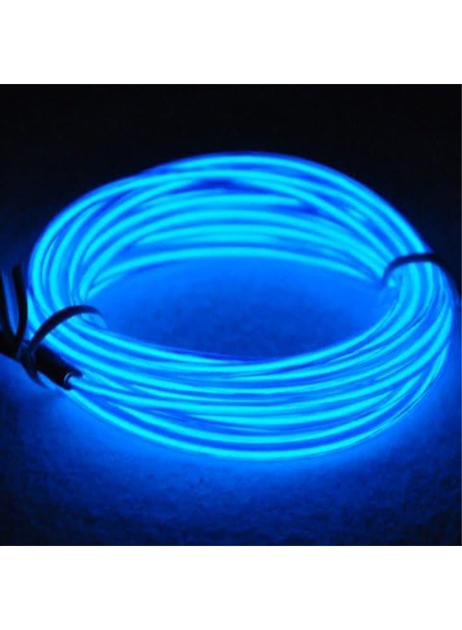 Wire Neon Glowing Strobing Electroluminescent Light El Wire w/Battery Pack for Parties, Halloween Decoration (Blue) - Image 2