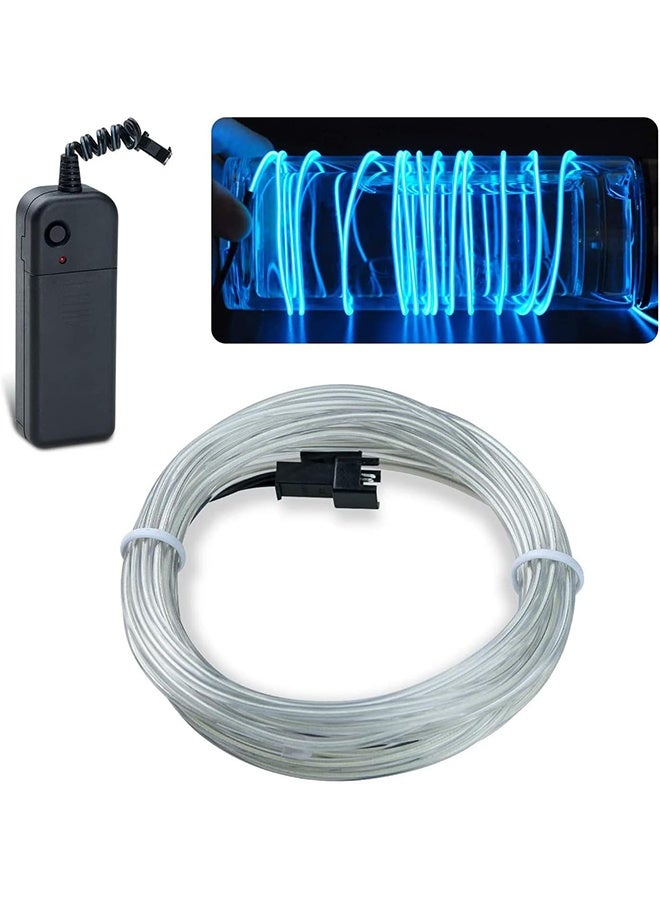 Wire Neon Glowing Strobing Electroluminescent Light El Wire w/Battery Pack for Parties, Halloween Decoration (Blue) - Image 1