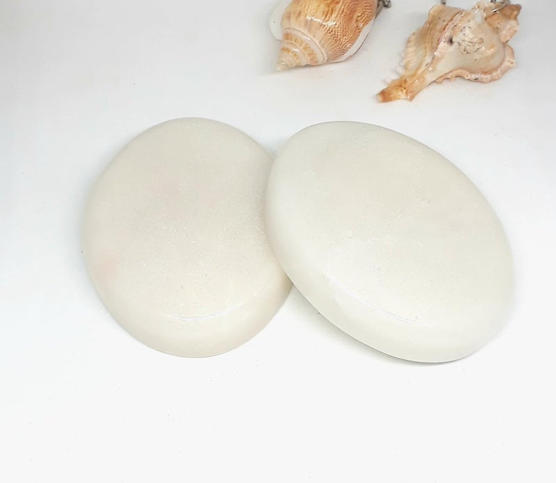 KRAFT CLOUDS Natural White Marble Paper Weight Oval Shape (Set of 2 Pcs.) | Stone Handmade Paper Organiser | Study Table Accessory - Image 2