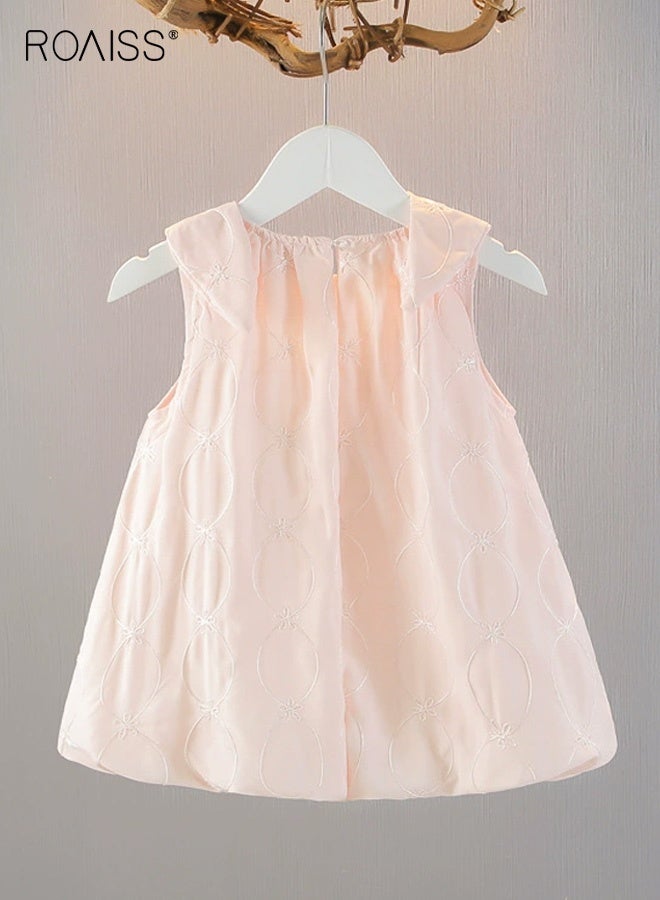 roaiss Girls Stylish Summer Dress, Elegant A-Line Frock with 3D Flowers, Round Neck Sleeveless Dress, Comfortable Breathable Tank Dress for Girls, Suit for Daily Wear or Any Occasion - Image 3