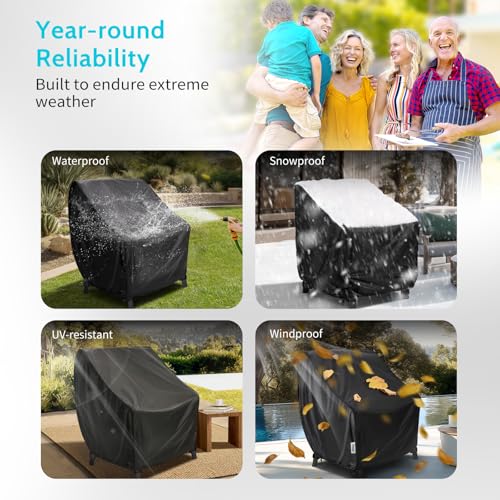VARIETYFACE Outdoor Chair Covers Waterproof UV Resistant Universal Fit 33x34x31 inches Heavy Duty Oxford Fabric for Patio Furniture Chairs, Rocking Chairs, Black - Image 3