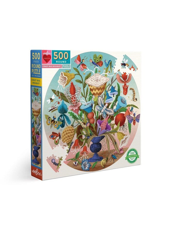 eeboo Puzzle Round Crazy Bug Bouquet 500 Pieces  - Image 1