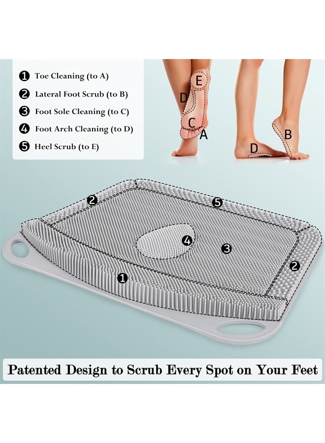 FReatech Large Silicone Foot Scrubber Mat - Shower Foot Cleaner Brush to Clean, Exfoliate and Massage Feet Without Bending Over, Improve Foot Appearance and Overall Health, Grey - 44 x 33 cm - Image 3