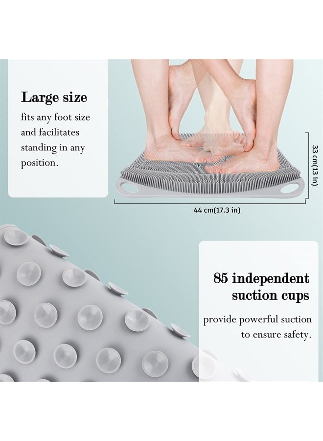 FReatech Large Silicone Foot Scrubber Mat - Shower Foot Cleaner Brush to Clean, Exfoliate and Massage Feet Without Bending Over, Improve Foot Appearance and Overall Health, Grey - 44 x 33 cm - Image 5