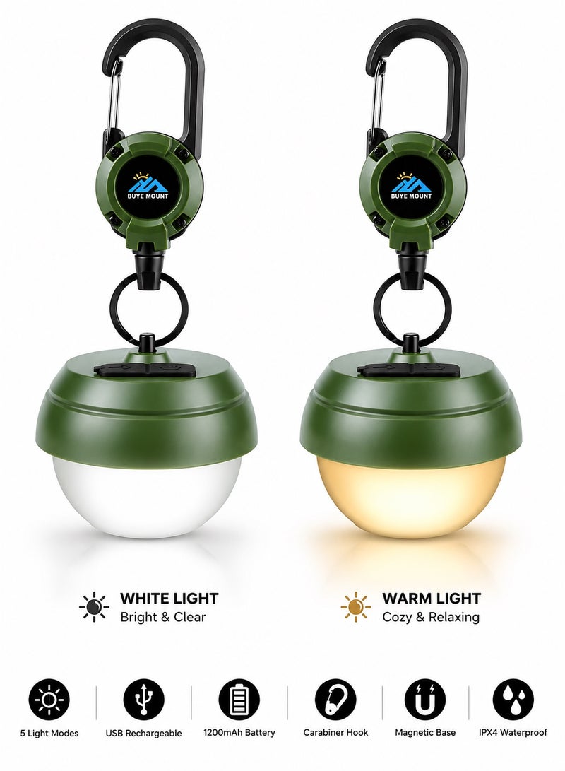 QLIGHT (2Pack) Camping Lantern Rechargeable Outdoor Camping Light,Battery Powered Portable Bright Tent Lamp, 5 Light Modes,Waterproof Led Light For Camping & Hiking - Image 1