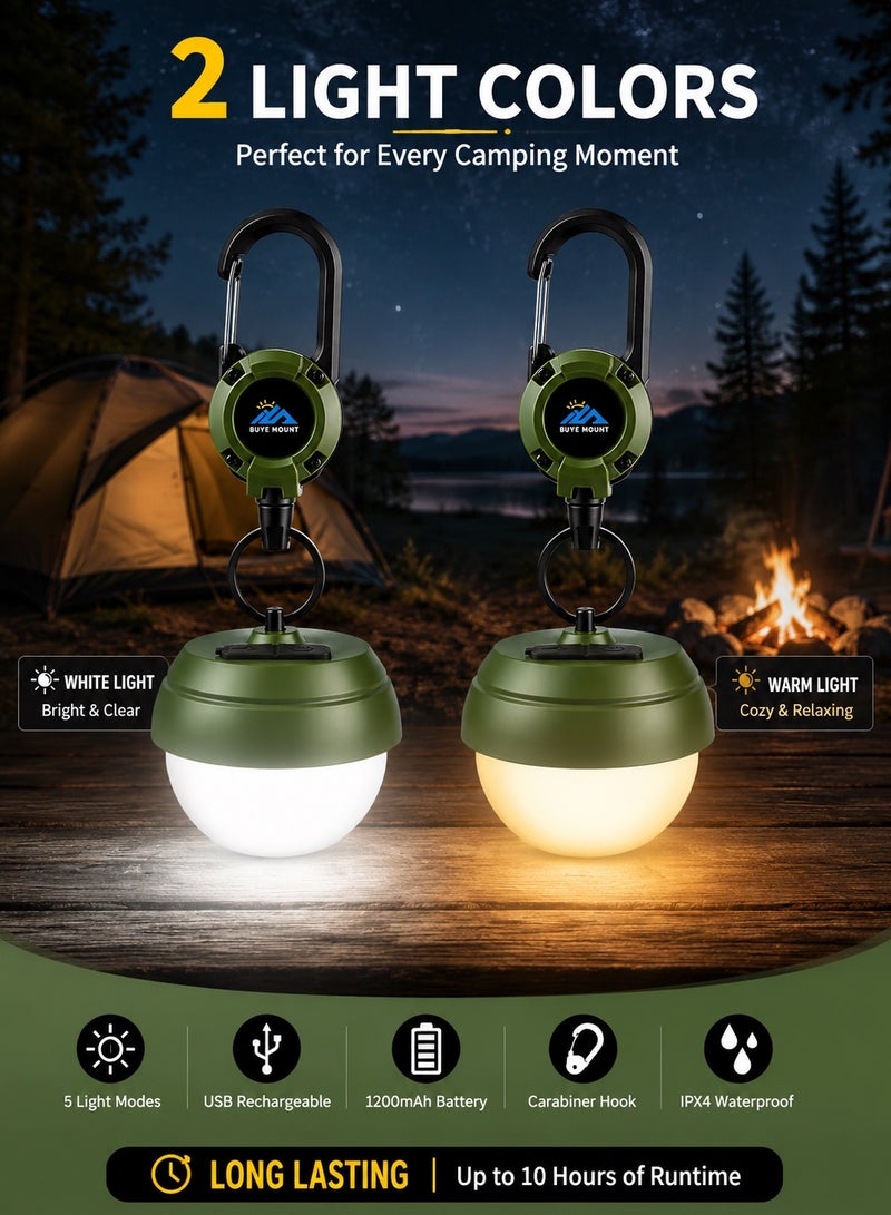 QLIGHT (2Pack) Camping Lantern Rechargeable Outdoor Camping Light,Battery Powered Portable Bright Tent Lamp, 5 Light Modes,Waterproof Led Light For Camping & Hiking - Image 5