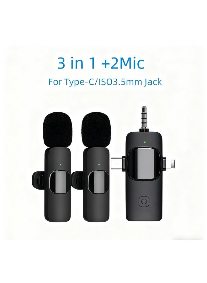 نيوترل K15 مايكروفون لافالير لاسلكي ثلاثي الوظائف 2.4g هاتف مايكروفون تسجيل مصغر للحد من الضوضاء - Image 1