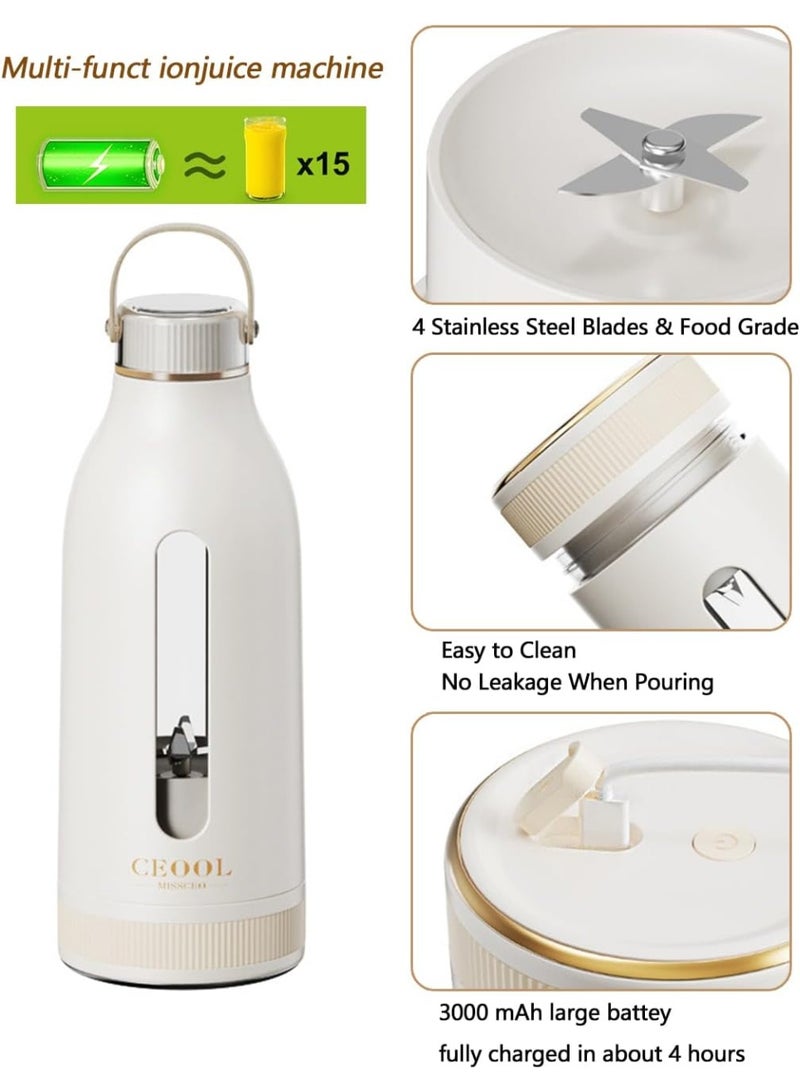 سيوول خلاط محمول صغير قابل لإعادة الشحن عبر USB، خلاط شخصي صغير للميلك شيك والعصائر، عصارة فواكه وخضراوات كهربائية 400 مل، كوب صغير محمول لعصير الخضار للاستخدام المنزلي - Image 4