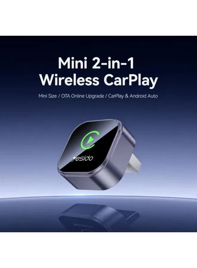 Yesido KM31 2-in-1 Wireless CarPlay Adapter, Plug & Play with Tri-Band WiFi, Bluetooth 5.0, 1080P Support - Image 3
