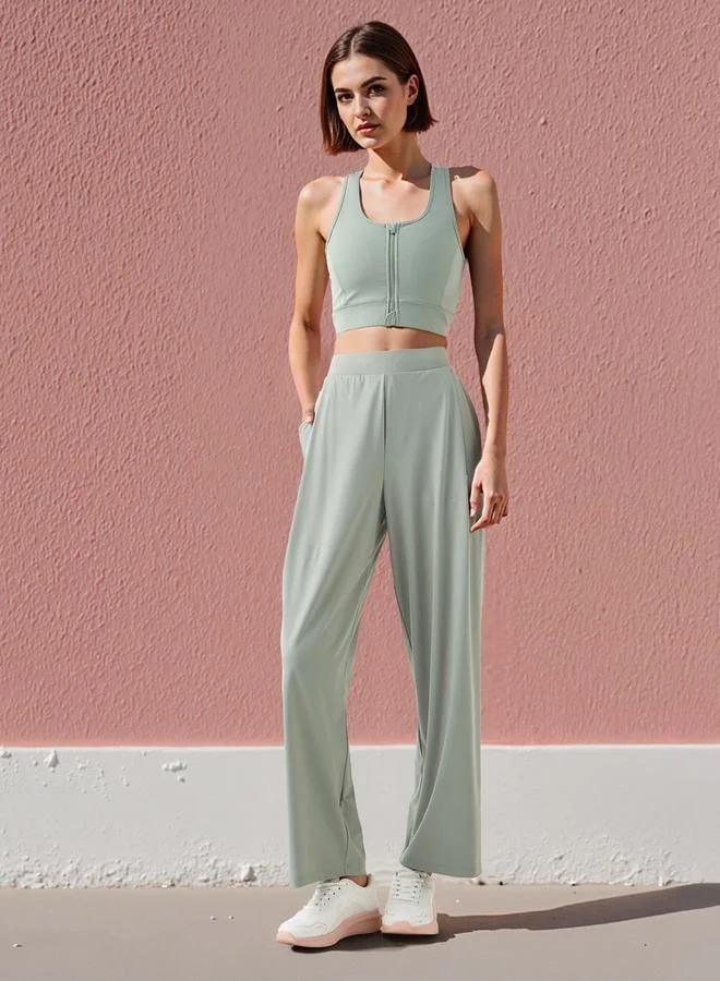 ADOT by Splash Wide Leg Track Pants with Elasticated Waistband and Pocket