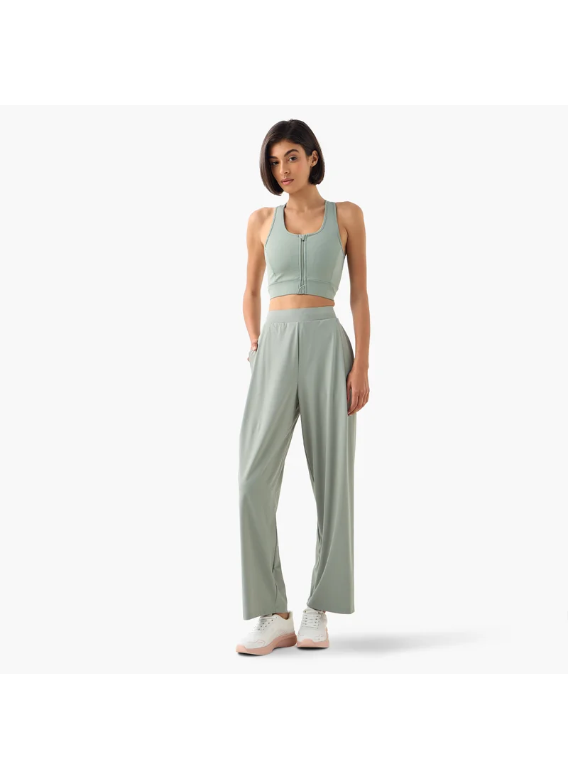 ادوت Wide Leg Track Pants with Elasticated Waistband and Pocket