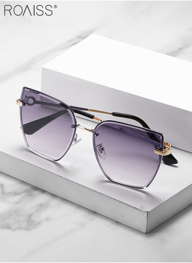 roaiss - Women's Square Rimless Sunglasses, UV400 Protection Sun Glasses with Metal Temples, Oversize Fashion Anti-glare Sun Shades for Women with Glasses Case, 61mm - Image 1