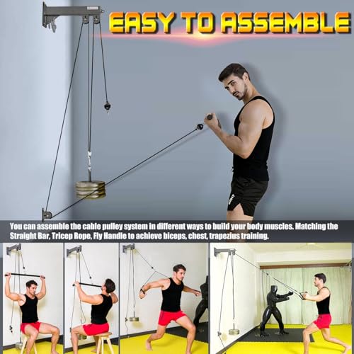 MARSAFIT Fitness Wall Mount Pulley System, Weight Cable Pulley System for Gym, LAT Pull Down and Low Row Cable Machine, Cable Station Equipment - Image 5