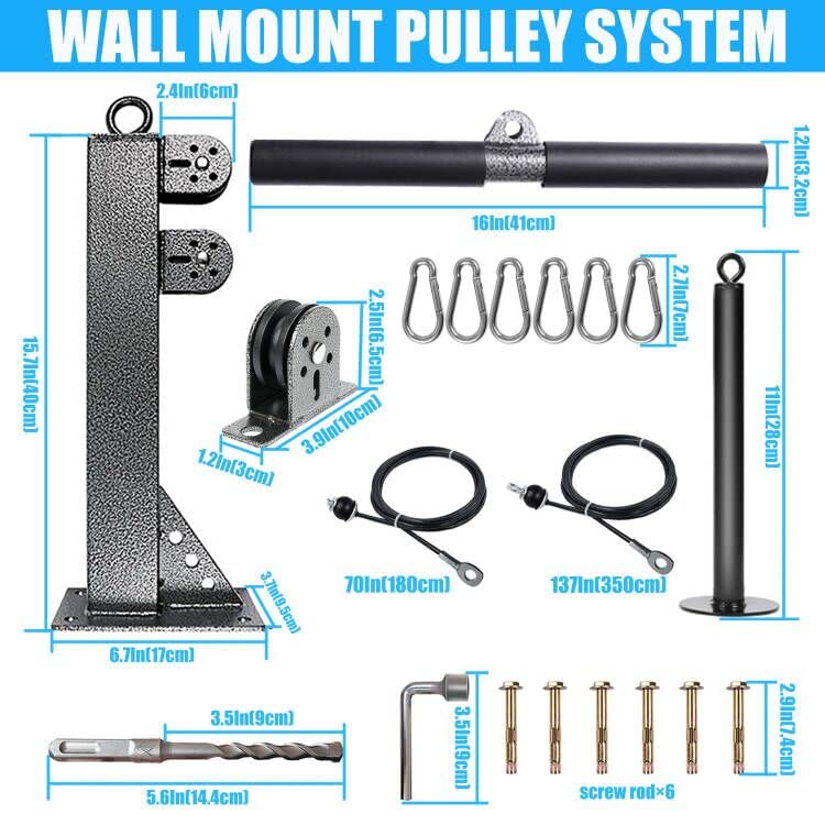 MARSAFIT Fitness Wall Mount Pulley System, Weight Cable Pulley System for Gym, LAT Pull Down and Low Row Cable Machine, Cable Station Equipment - Image 2