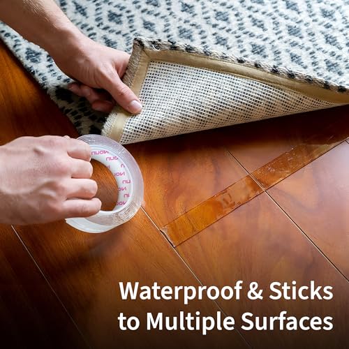 NUOVI Double Sided Nano Tape | 3mtr Length X 24mm Width | 2mm Thick Heavy Duty Reusable Adhesive Gel Based | Traceless Removal, Waterproof & Heat Resistant Multifunctional Grip Tape - Image 4
