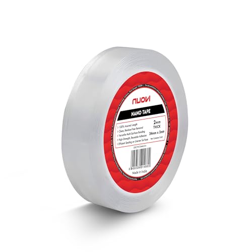 NUOVI Double Sided Nano Tape | 3mtr Length X 24mm Width | 2mm Thick Heavy Duty Reusable Adhesive Gel Based | Traceless Removal, Waterproof & Heat Resistant Multifunctional Grip Tape - Image 1