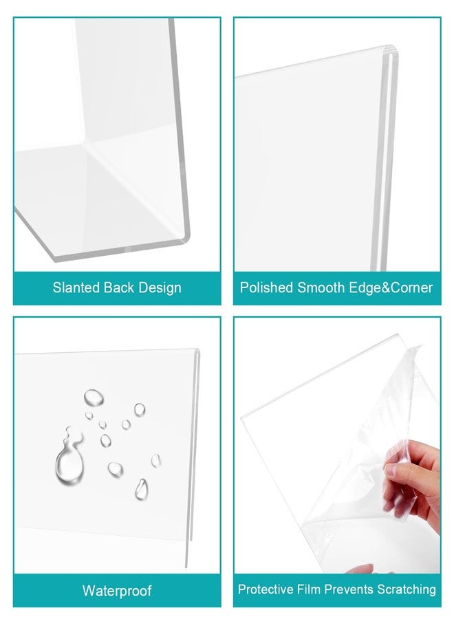 Dynta Acrylic Sign Holder 8.5x11 - 12 Pack L-shape Flyer Document Menu Holder, Clear Plastic Paper Holder Slanted Back Frame Display Stands for Weeding Office Home Photos Brochure Exhibition - Image 4