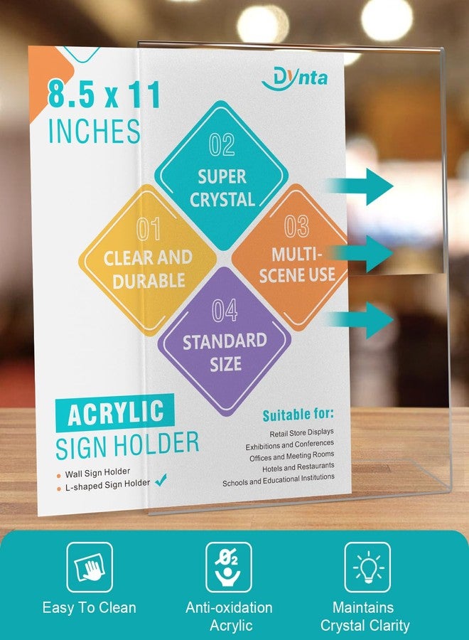 Dynta Acrylic Sign Holder 8.5x11 - 12 Pack L-shape Flyer Document Menu Holder, Clear Plastic Paper Holder Slanted Back Frame Display Stands for Weeding Office Home Photos Brochure Exhibition - Image 5
