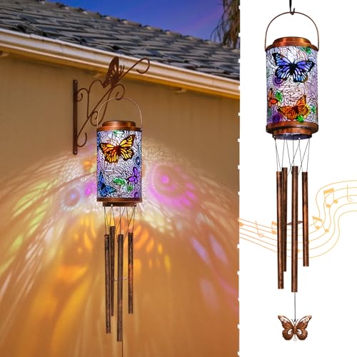 Go2garden Butterfly Solar Wind Chimes for Outside Garden Gifts for Mom Solar Lanterns Outdoor Decor Lights for Balcony Patio YardBirthday Gifts for Women Grandma Dad 1Pack - Image 1