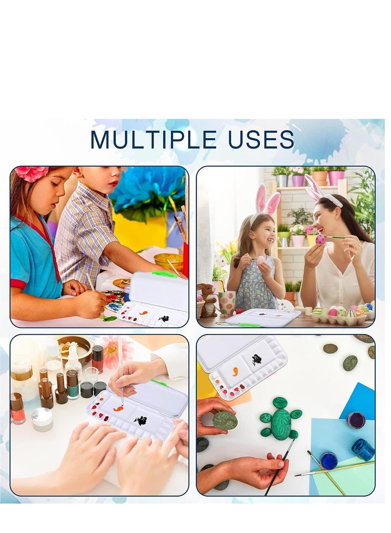 KASTWAVE 2 Pcs Airtight Folding Watercolor Palette with 18 Wells and 2 Mixing Areas Plastic Paint Palette with Lid Gouache Palette Paint Pallet Fold Paint Tray for Artist Painter Painting Travel - Image 4