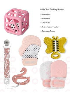 Malarkey Kids Malarkey Kids 5-Pack Gift Set - Featuring Munch Mini, Munch Mitt, Baby Chew Cube, Teether Tether, Toothbrush Teething Bundle - Ideal for Boys & Girls - Pastel Peace, (Ages 3+ Months)  - Image 2