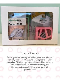 Malarkey Kids Malarkey Kids 5-Pack Gift Set - Featuring Munch Mini, Munch Mitt, Baby Chew Cube, Teether Tether, Toothbrush Teething Bundle - Ideal for Boys & Girls - Pastel Peace, (Ages 3+ Months)  - Image 3
