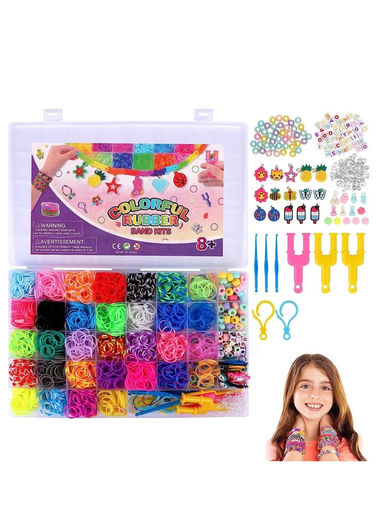Excefore Rubber Band Bracelet Kit, Loom Band Bracelet Kit, 1500 Rubber Bands 80 Letter Beads, Rubber Band Bracelet Kit, for DIY Friendship Bracelet Making Kits - Image 4