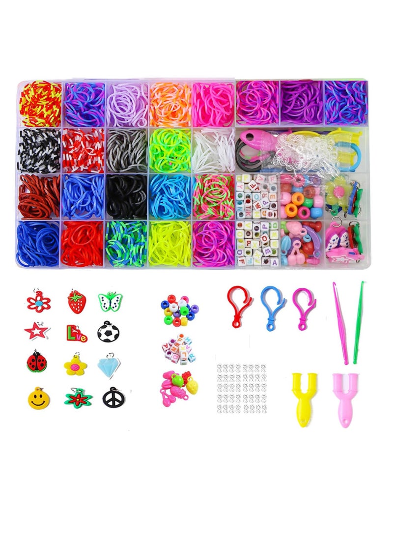 Excefore Rubber Band Bracelet Kit, Loom Band Bracelet Kit, 1500 Rubber Bands 80 Letter Beads, Rubber Band Bracelet Kit, for DIY Friendship Bracelet Making Kits - Image 1