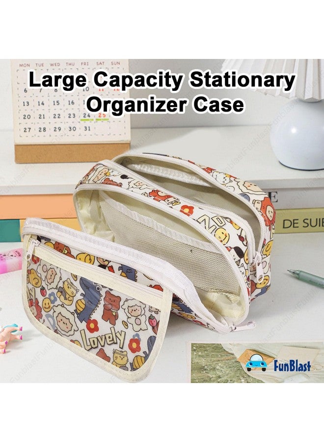 فنبلاست حقيبة أقلام فن بلاست للبنات - حقيبة أقلام كاواي، منظم أقلام أنيق، حقيبة تنظيم أدوات مكتبية كبيرة السعة، حقيبة متعددة الأغراض بسحاب للأطفال والكبار (D) - Image 2