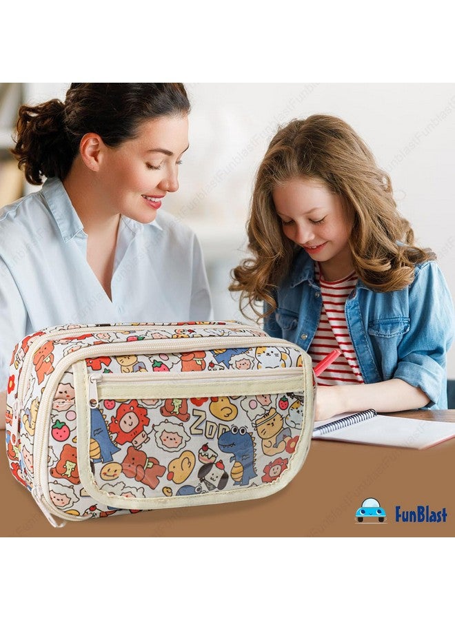 فنبلاست حقيبة أقلام فن بلاست للبنات - حقيبة أقلام كاواي، منظم أقلام أنيق، حقيبة تنظيم أدوات مكتبية كبيرة السعة، حقيبة متعددة الأغراض بسحاب للأطفال والكبار (D) - Image 5
