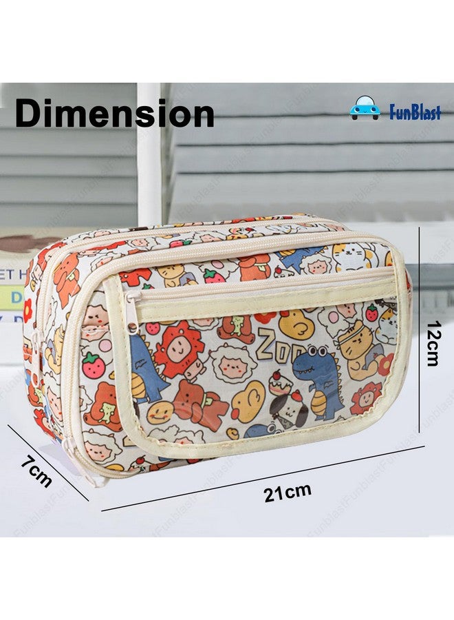 فنبلاست حقيبة أقلام فن بلاست للبنات - حقيبة أقلام كاواي، منظم أقلام أنيق، حقيبة تنظيم أدوات مكتبية كبيرة السعة، حقيبة متعددة الأغراض بسحاب للأطفال والكبار (D) - Image 3