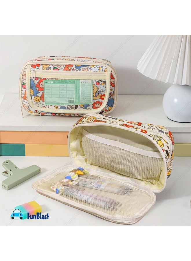 فنبلاست حقيبة أقلام فن بلاست للبنات - حقيبة أقلام كاواي، منظم أقلام أنيق، حقيبة تنظيم أدوات مكتبية كبيرة السعة، حقيبة متعددة الأغراض بسحاب للأطفال والكبار (D) - Image 4